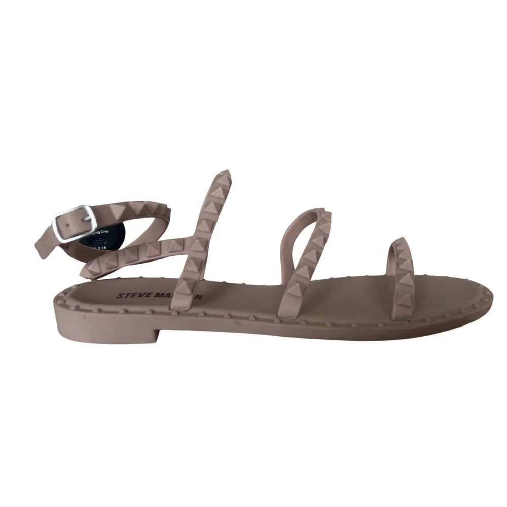 Steve Madden Travel J strappy studded neutral sandal women's SZ:‎ 7
